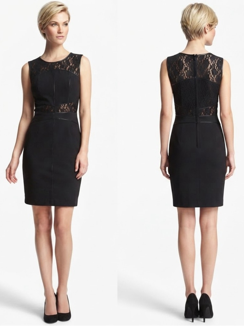 Forever 21 Contemporary Black Lace Moto Mini Dress Small S LBD Cocktail Edgy